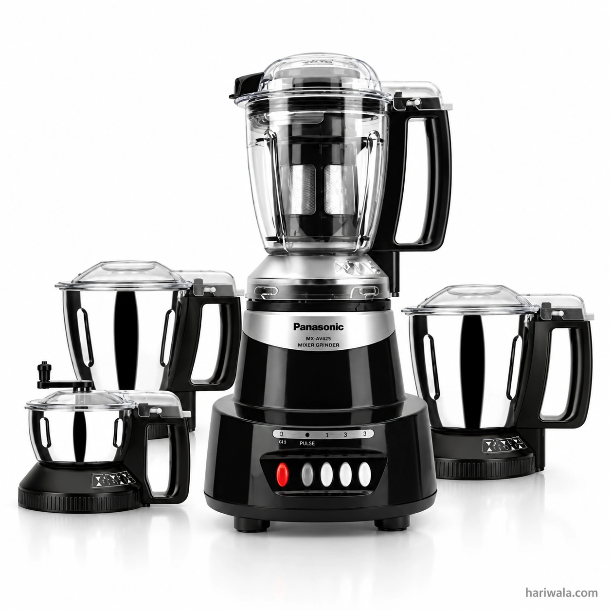 Panasonic Mixer Grinder MX-AV425 with 4 Jars – 1500W Black