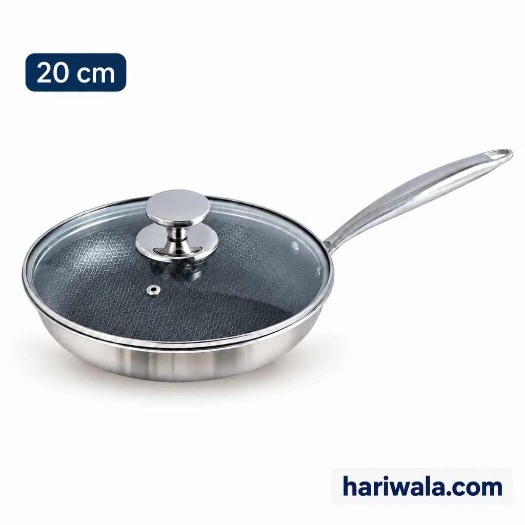 Kiam Tri-Ply Honeycomb Frypan with Glass Lid – 20cm