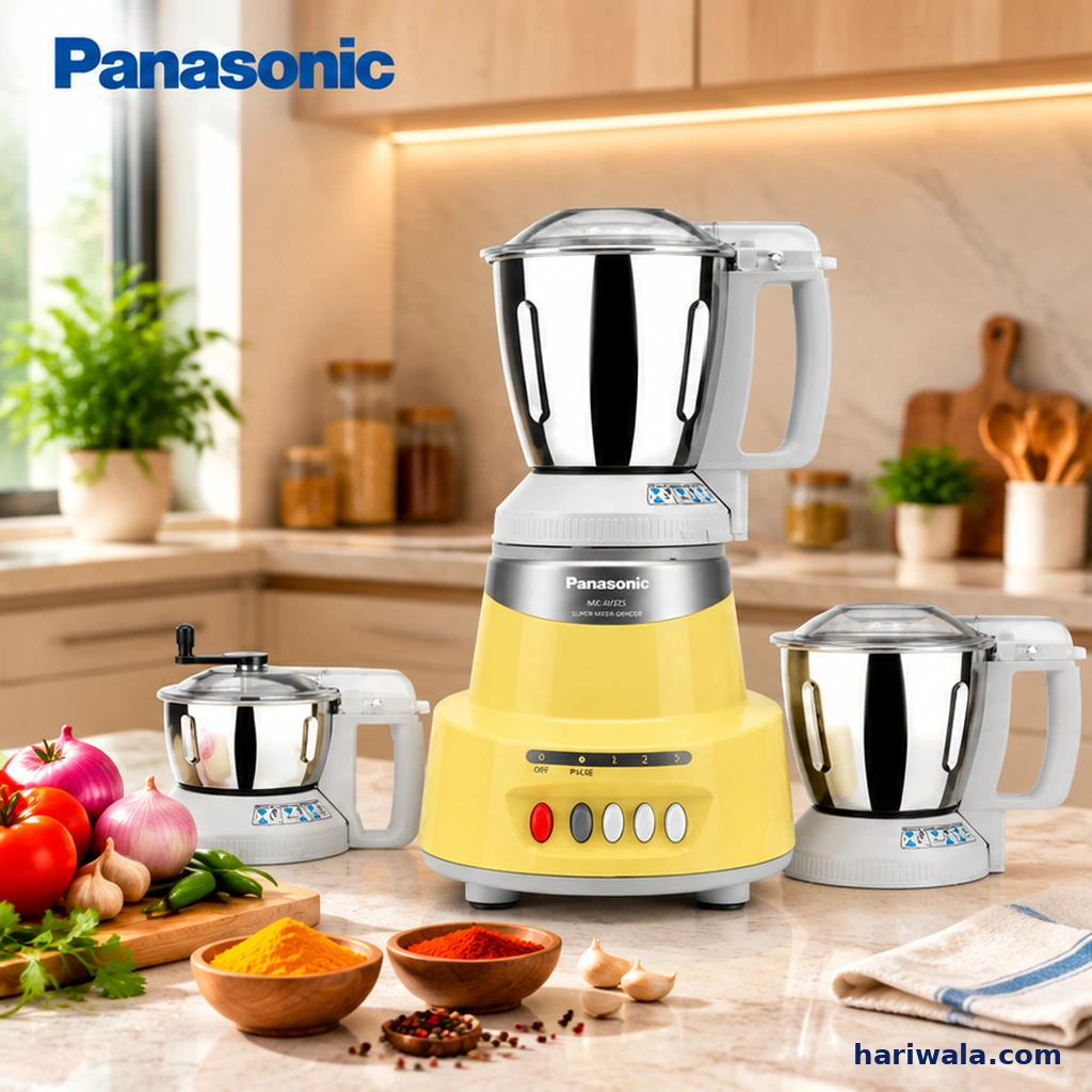 Panasonic Mixer Grinder MX-AV325 with 3 Jars – 1500W Topaz Yellow