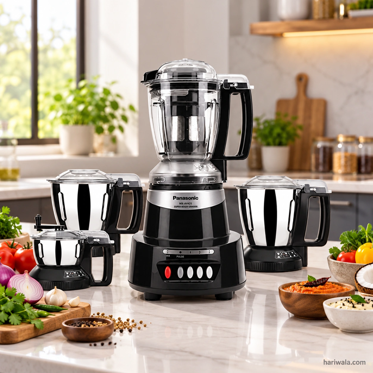 Panasonic Mixer Grinder MX-AV425 with 4 Jars – 1500W Black