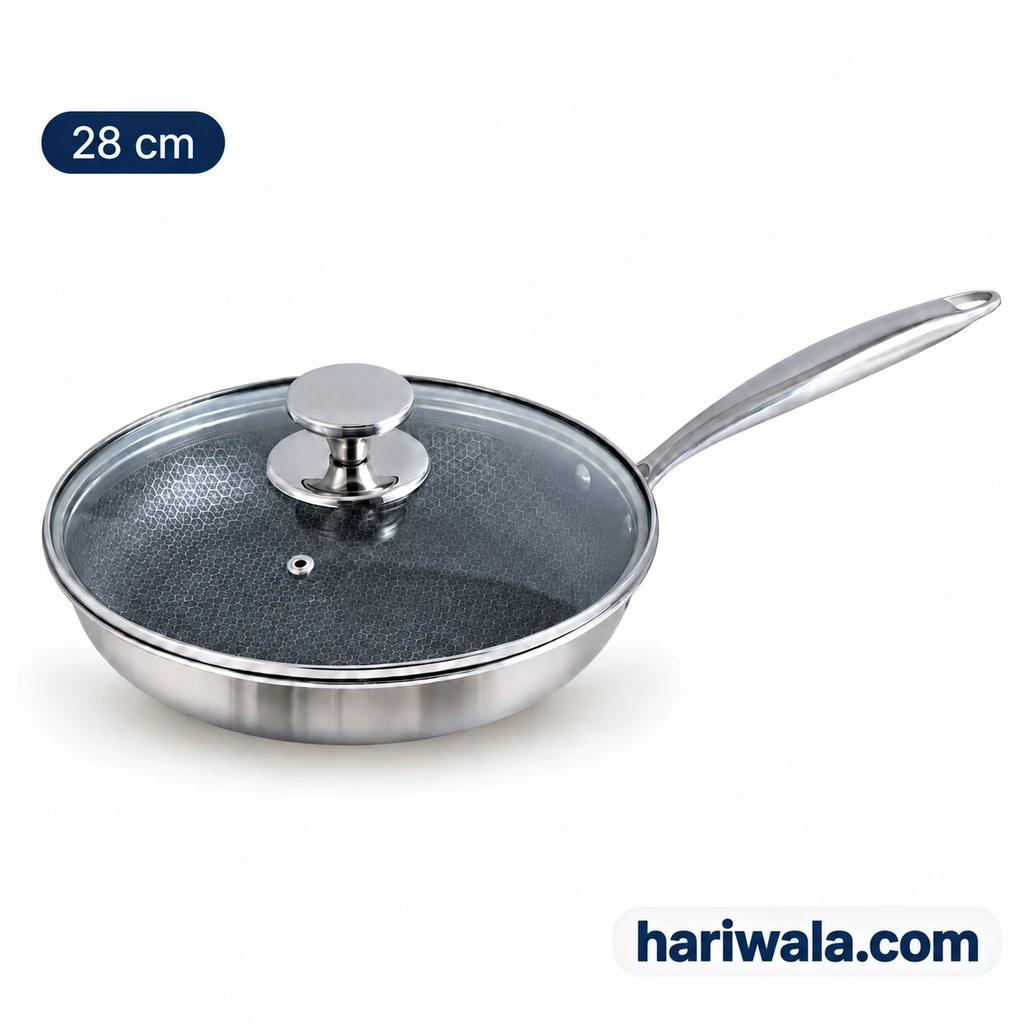 Kiam Tri-Ply Honeycomb Frypan with Glass Lid – 28cm