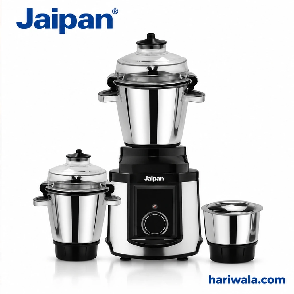 Jaipan Platinum Heavy Duty Mixer Grinder with 3 Jars – 1600W Black & Silver