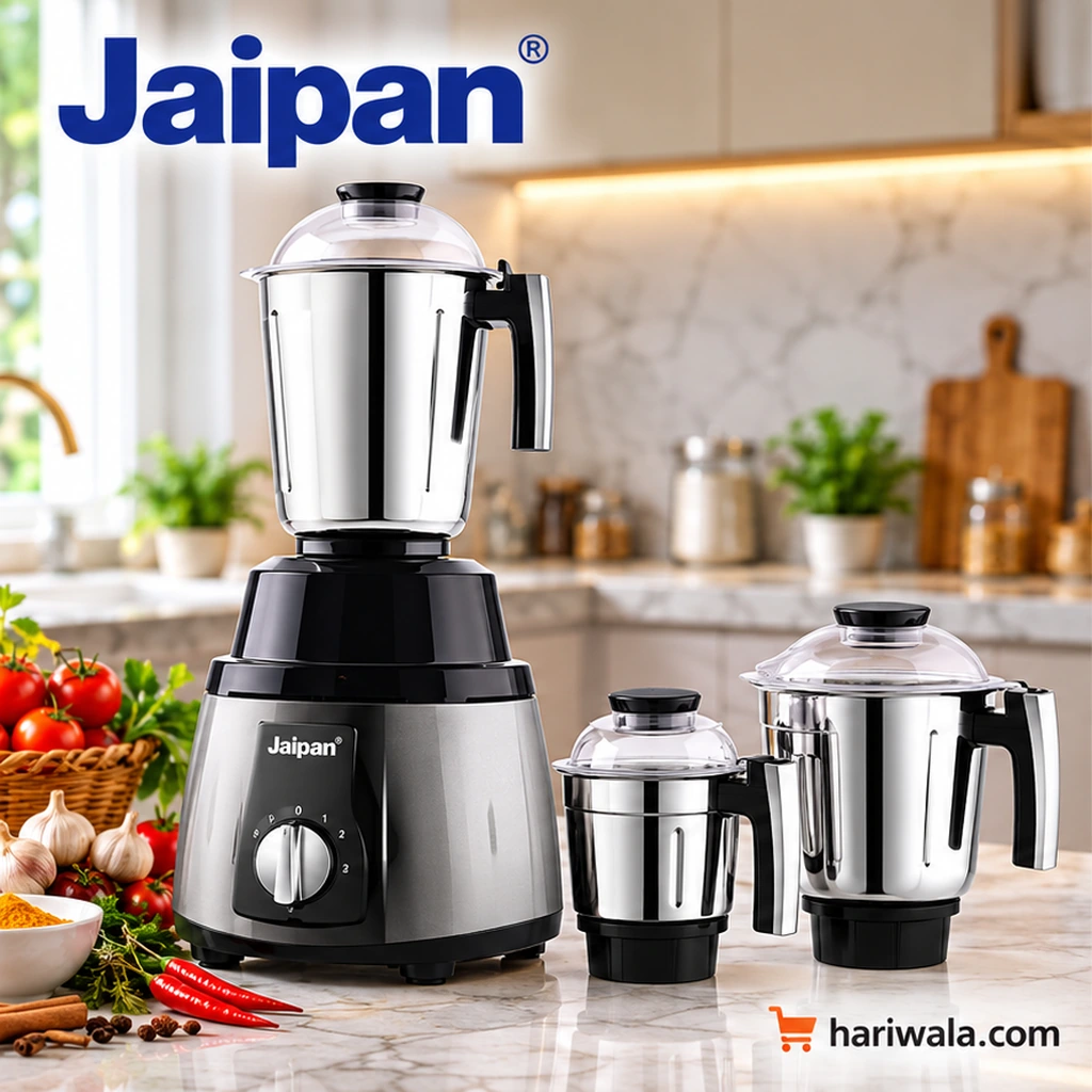 Jaipan Big Bull Mixer Grinder with 3 Jars – 1100W Silver & Black