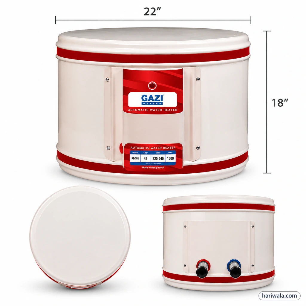Gazi KE-101 Electric Geyser – 45 Liters, 1500W