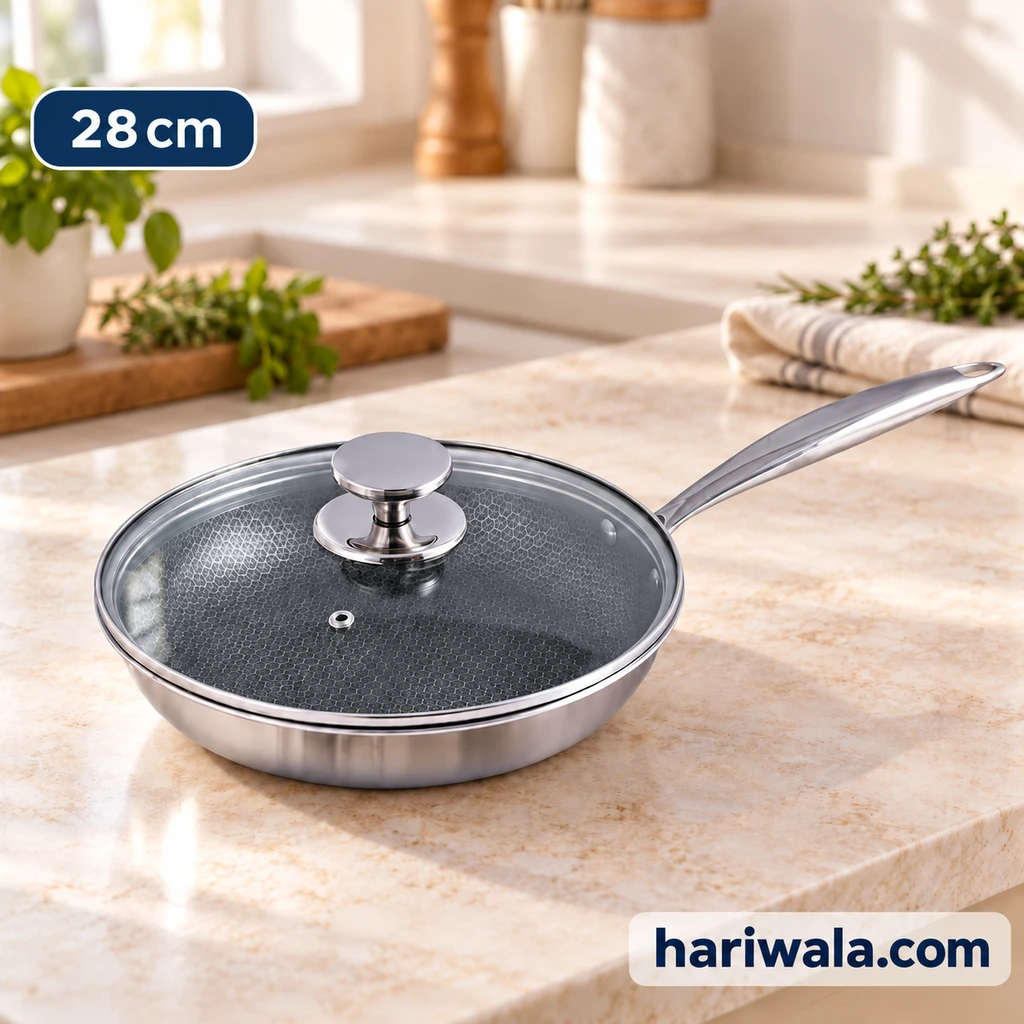 Kiam Tri-Ply Honeycomb Frypan with Glass Lid – 28cm