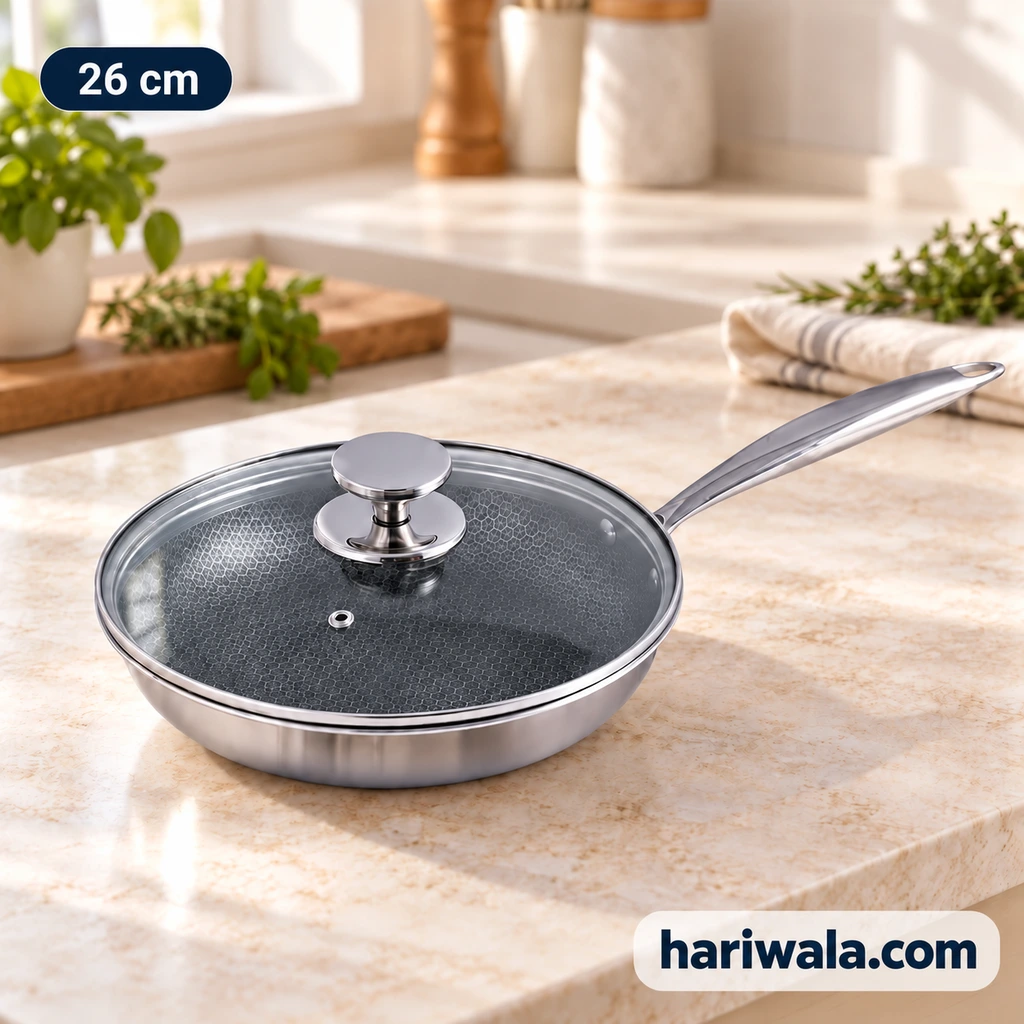 Kiam Tri-Ply Honeycomb Frypan with Glass Lid – 26cm