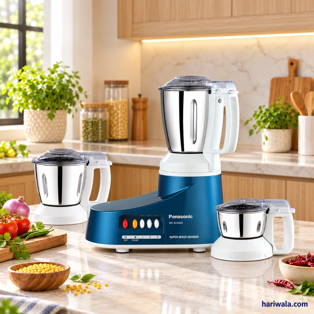 Panasonic Super Mixer Grinder MX-AC300S-A with 3 Jars – Blue