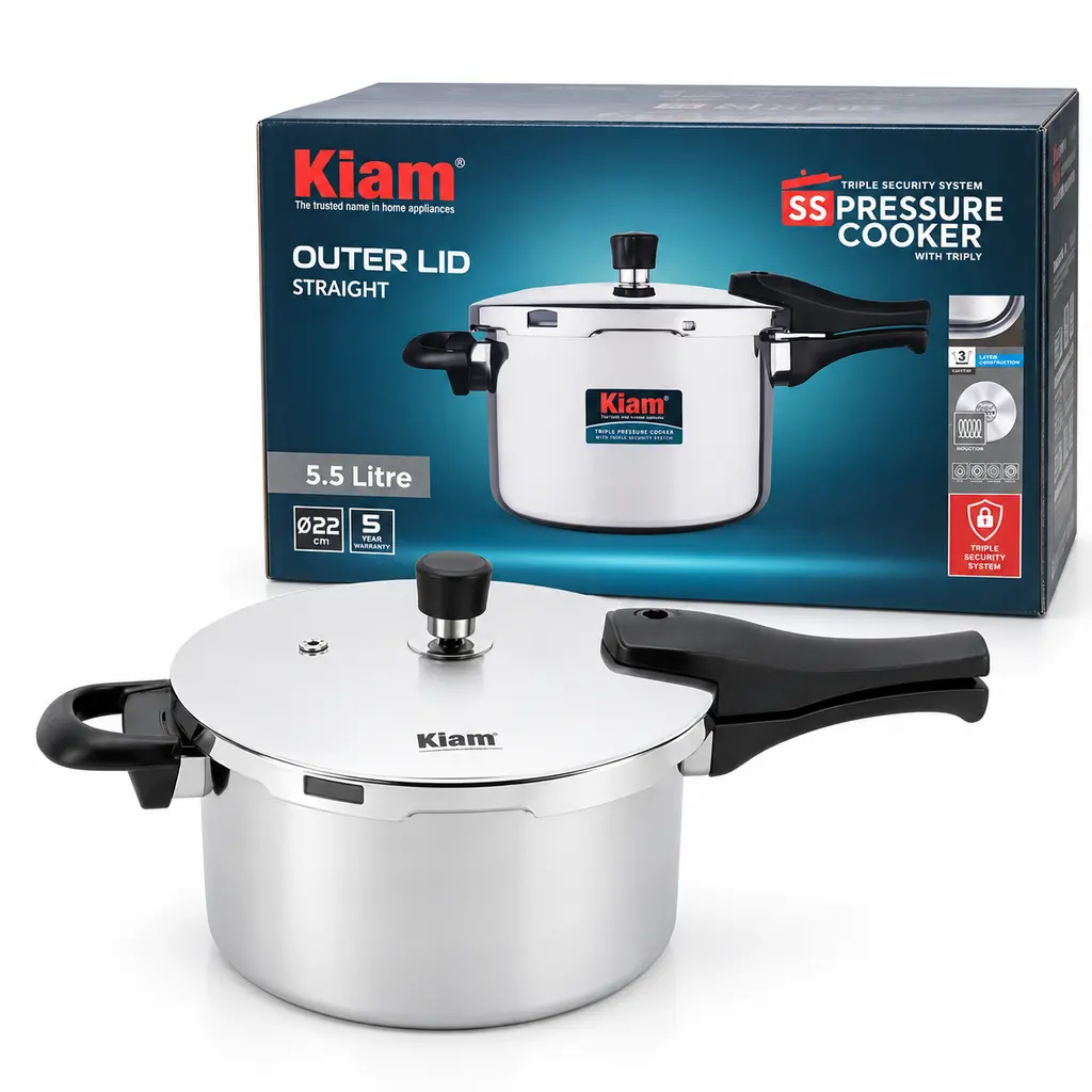 Kiam SS Triply Outer Lid Pressure Cooker – 5.5 Litre