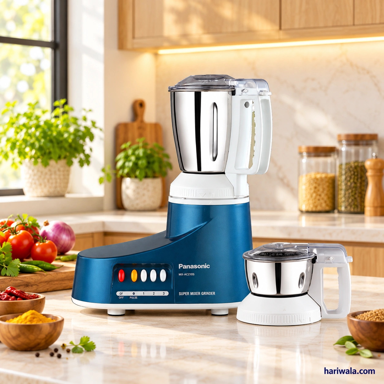 Panasonic Super Mixer Grinder MX-AC210S with 2 Jars – Blue