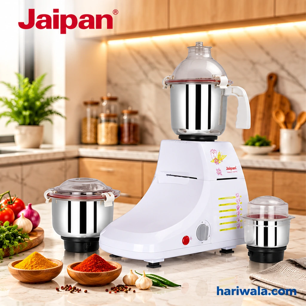 Jaipan Heavy Duty Old Family Mate Mixer Grinder with 3 Jars – 1000W White