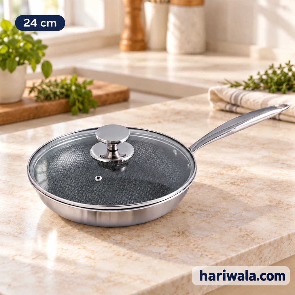 Kiam Tri-Ply Honeycomb Frypan with Glass Lid – 24cm