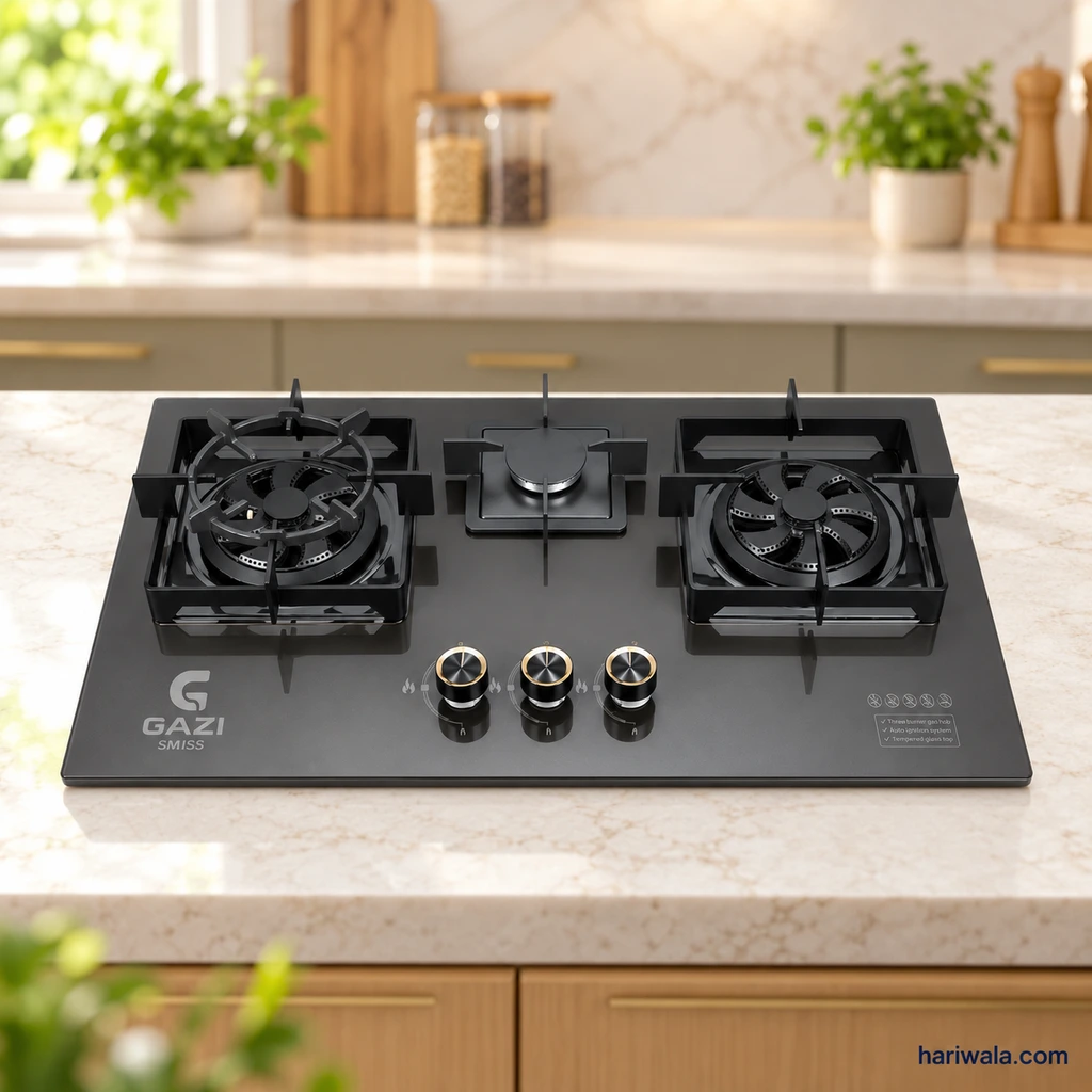 Gazi Smiss Ceramic Marble 3 Burner Gas Stove GH-8301M