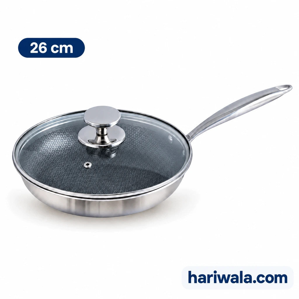 Kiam Tri-Ply Honeycomb Frypan with Glass Lid – 26cm