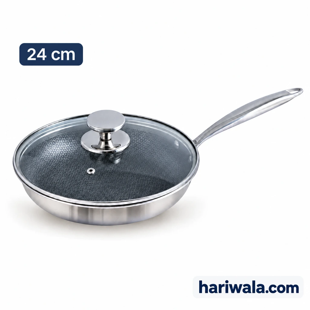 Kiam Tri-Ply Honeycomb Frypan with Glass Lid – 24cm