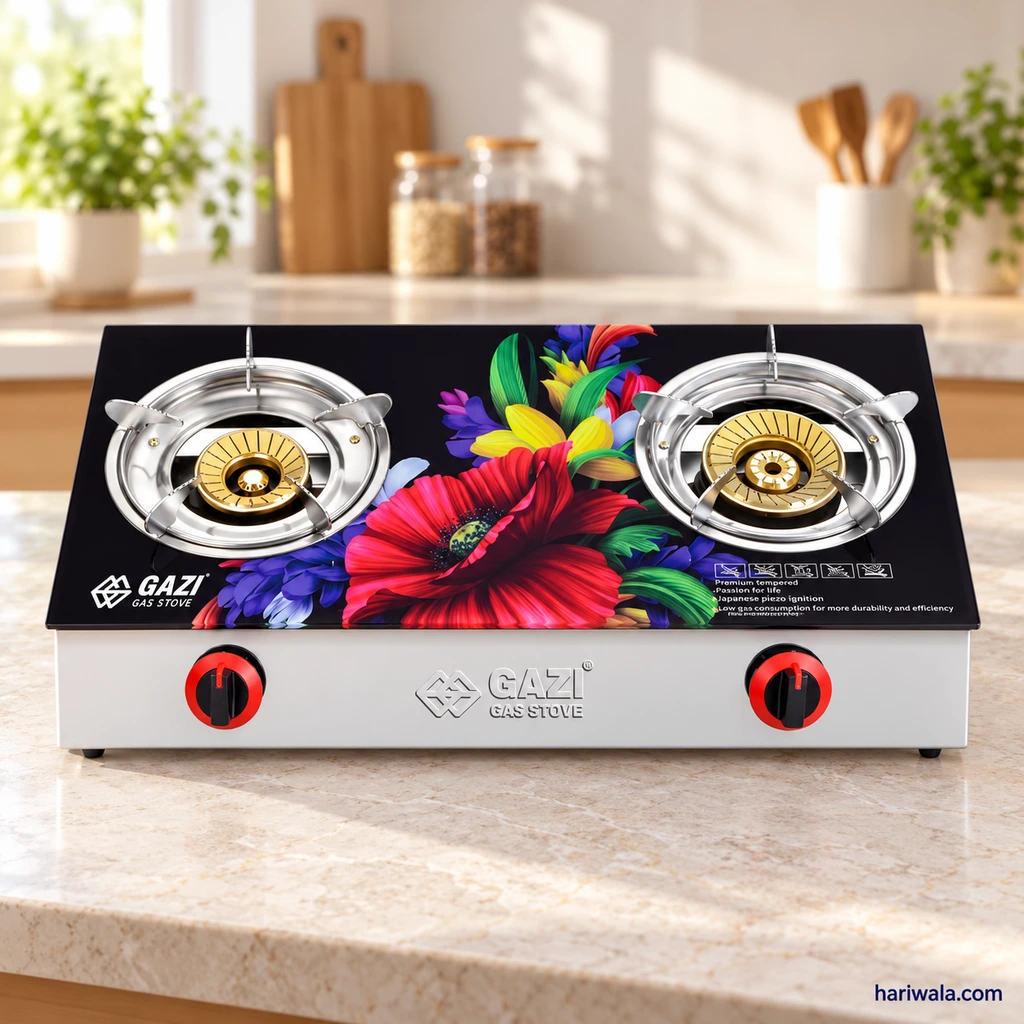 Gazi Tempered Glass Double Burner Gas Stove HTG-2889